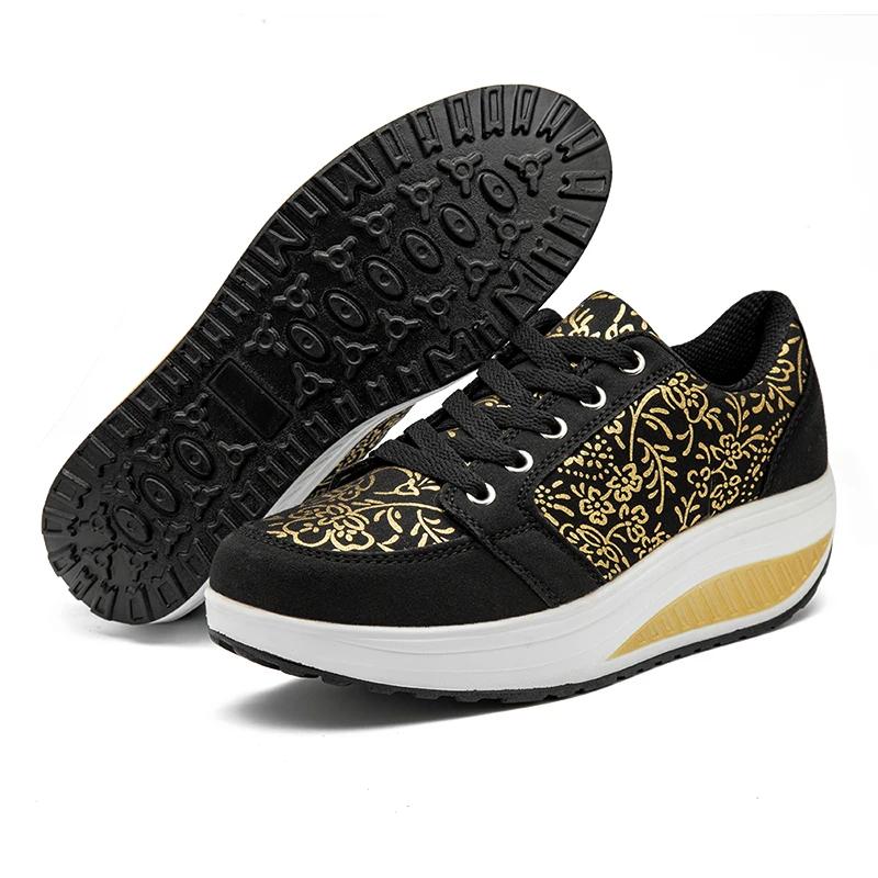 Andningsbara och Halkfria Lätta Damsportskor Svarta Tjocksulade Promenadskor Vår och Sommar Löpning och Fitness