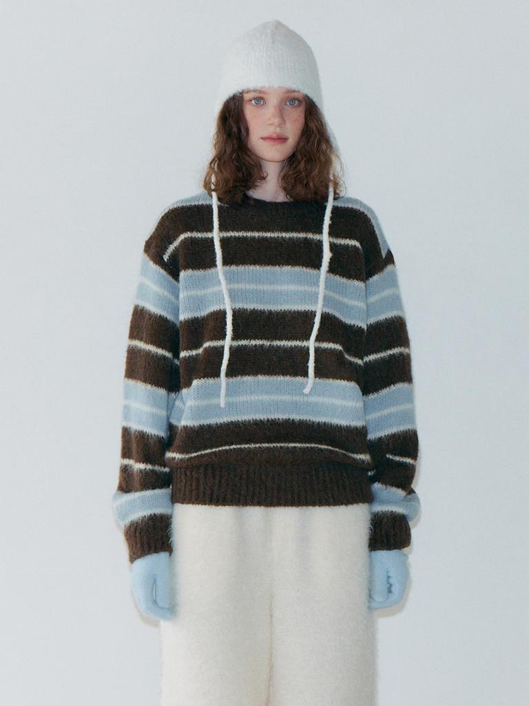 ETMON Brush Stripe Knit Pullover, Brown