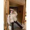 Circle Shaped Cooky Sweet Milk Fur Korean Style Small Floral Stand Up Collar Short Down Jacket Loose Bread Jacket for Women