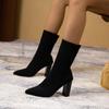 Fashion Pointed Toe Half High Sock Boots for Women Very High Heel Elastic Mid Calf Shoes Woman Spring Autumn Fashion 2025 Footwear Sale