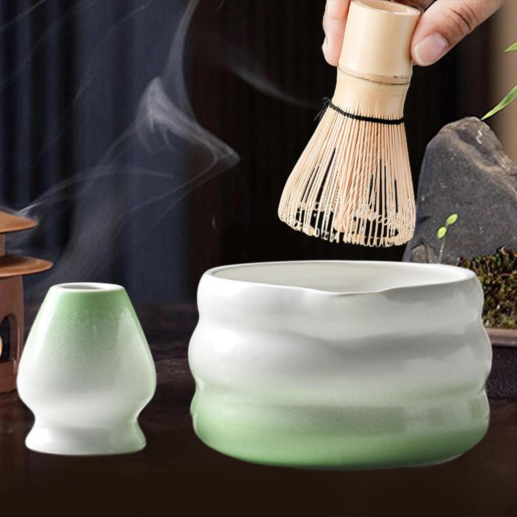 Japanisches Matcha Tee-Set, Kit mit Schale, Besenhalter, Elegantes Set