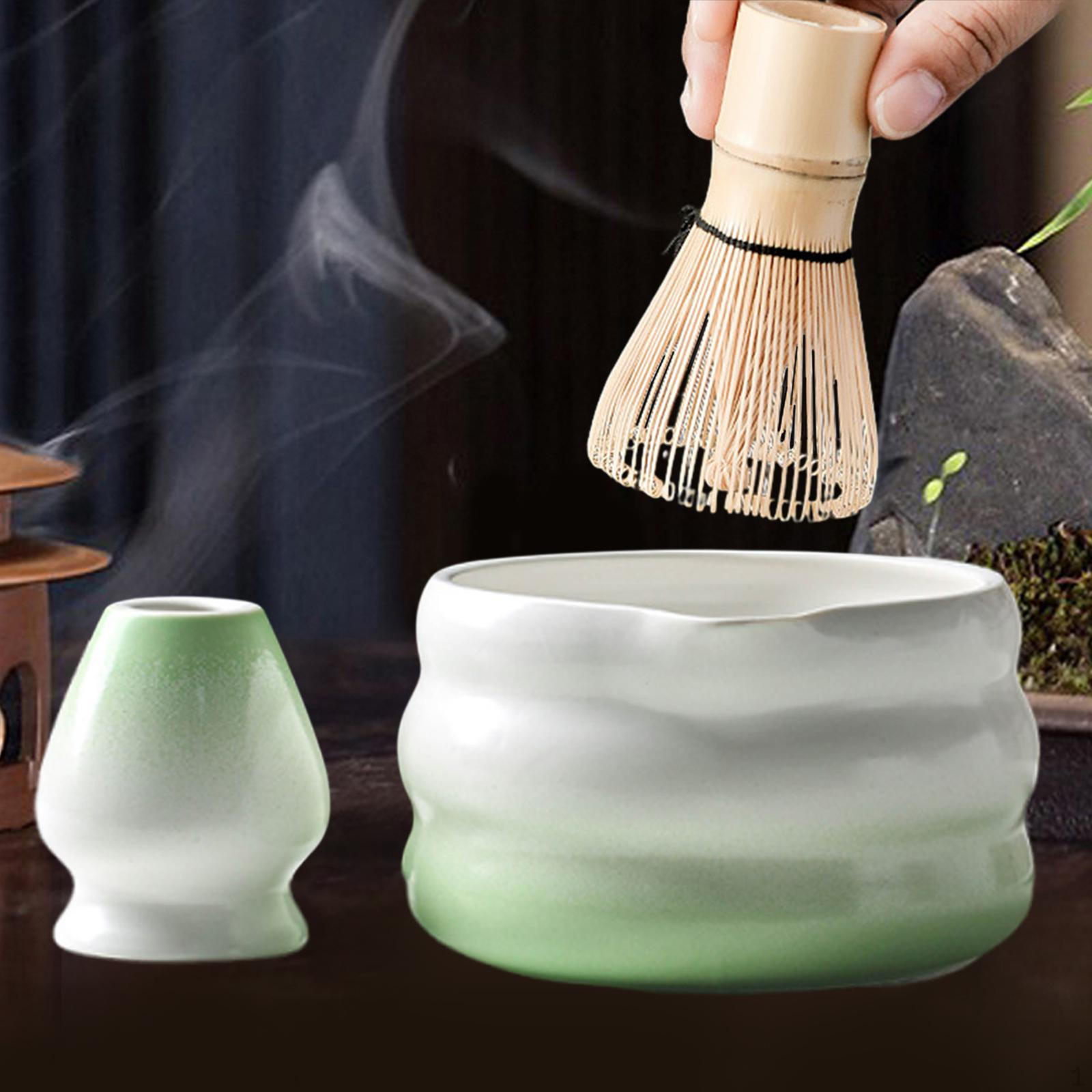 

Японский чайный сервиз «Матча», набор с чашей, держателем для венчика, элегантный набор зелёный