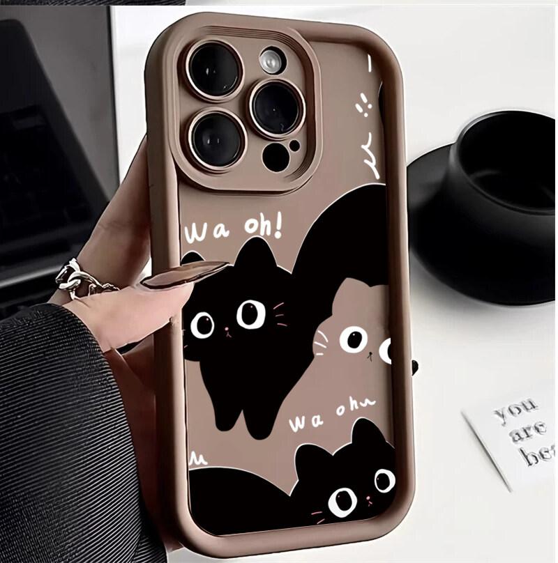 INS Cartoon Black Cat Phone Case For Xiaomi Redmi Note 13 12 Pro Plus 4G 5G 13C 12C 14C 10C A3 Silicone Anti-falling Cover Couqe