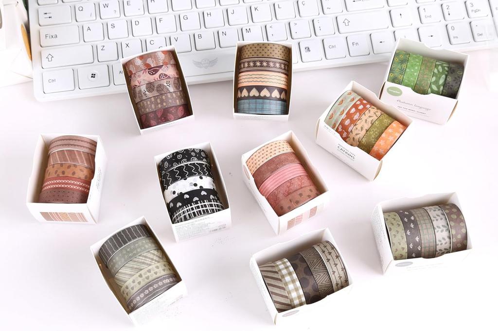 YUBX Maskovací úzká washi páska základní vzory pro DIY dárky a dárkové dekorace páska, sada 30 kusů, proužky, řemesla, deníky, plánovače, scrapbooky,