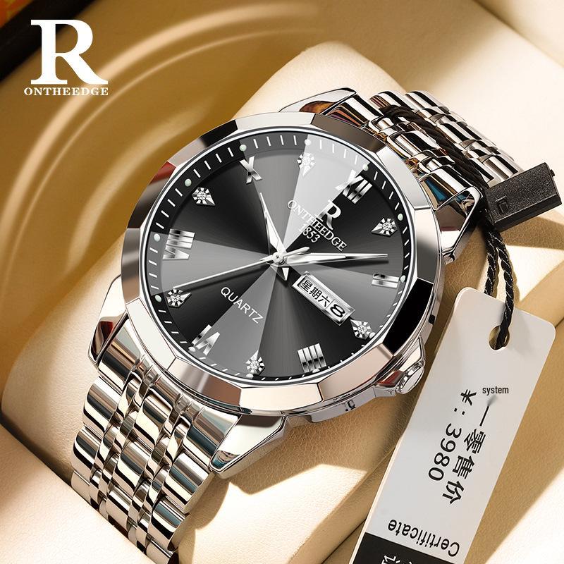 

Rui Zhi Yuan Мужские Роскошные Светящиеся Водонепроницаемые Кварцевые Часы с Двойным Календарем