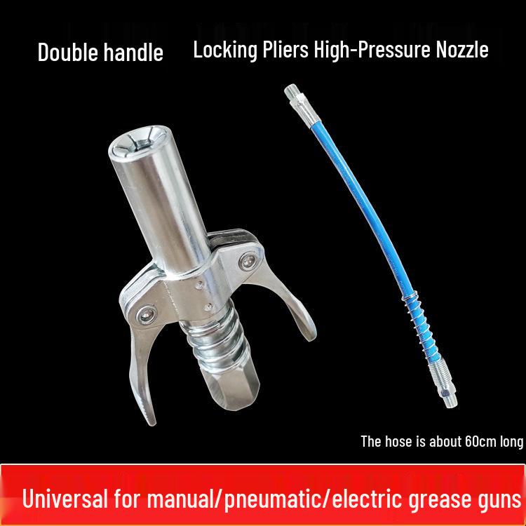 Self-Locking Grease Gun Nozzle with Double-Handle for High-Pressure Greasing