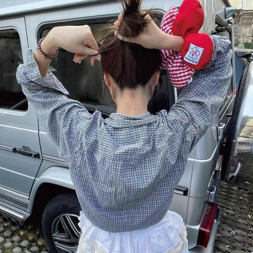 

Lattice Flower Hair Scrunchies Sweet Oversized Hair Tie Personality Exaggerated Hair Ring Women синій