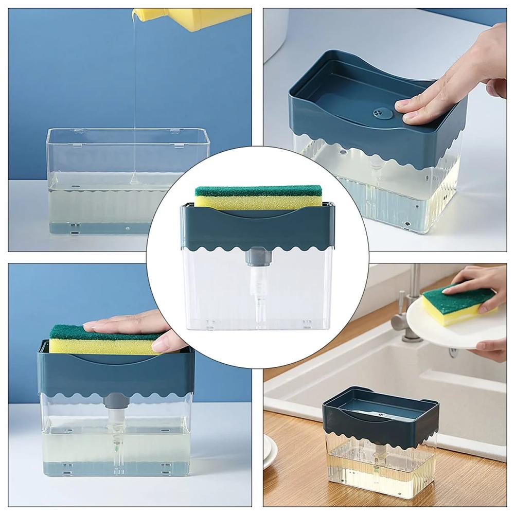 Press Type Liquid Soaps Dispenser With Sponge Holder Easy Refilling Liquid Soaps Box For Countertop