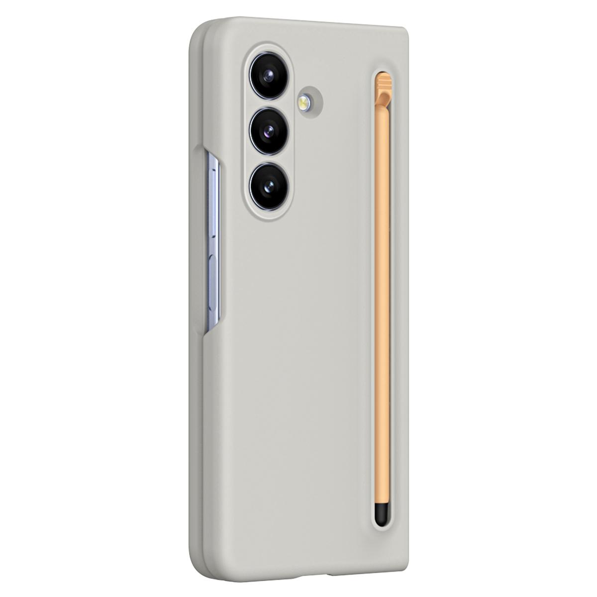 

For Samsung Galaxy Z Fold7 5G Phone Case with Tempered Glass Film Hard PC Back Cover with Stylus Sky Blue