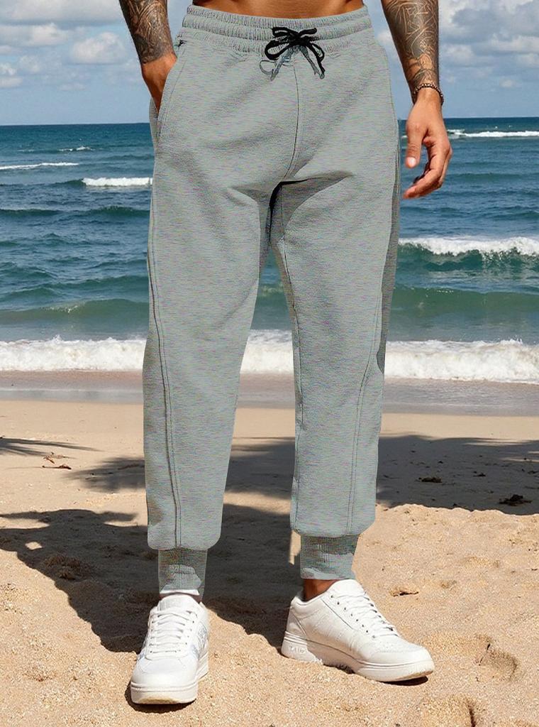 Spring and Autumn Pants Men's European Size Solid Color Leggings American Large Size Loose Casual Pants Sweatpants Trousers Men's
