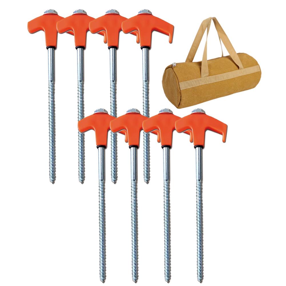 

4/8Pcs Screw in Tent Stakes Camping Stakes Heavy Duty 20/25cm Metal Threaded Tent Spikes Glow in The Dark for Outdoor Lawn Patio