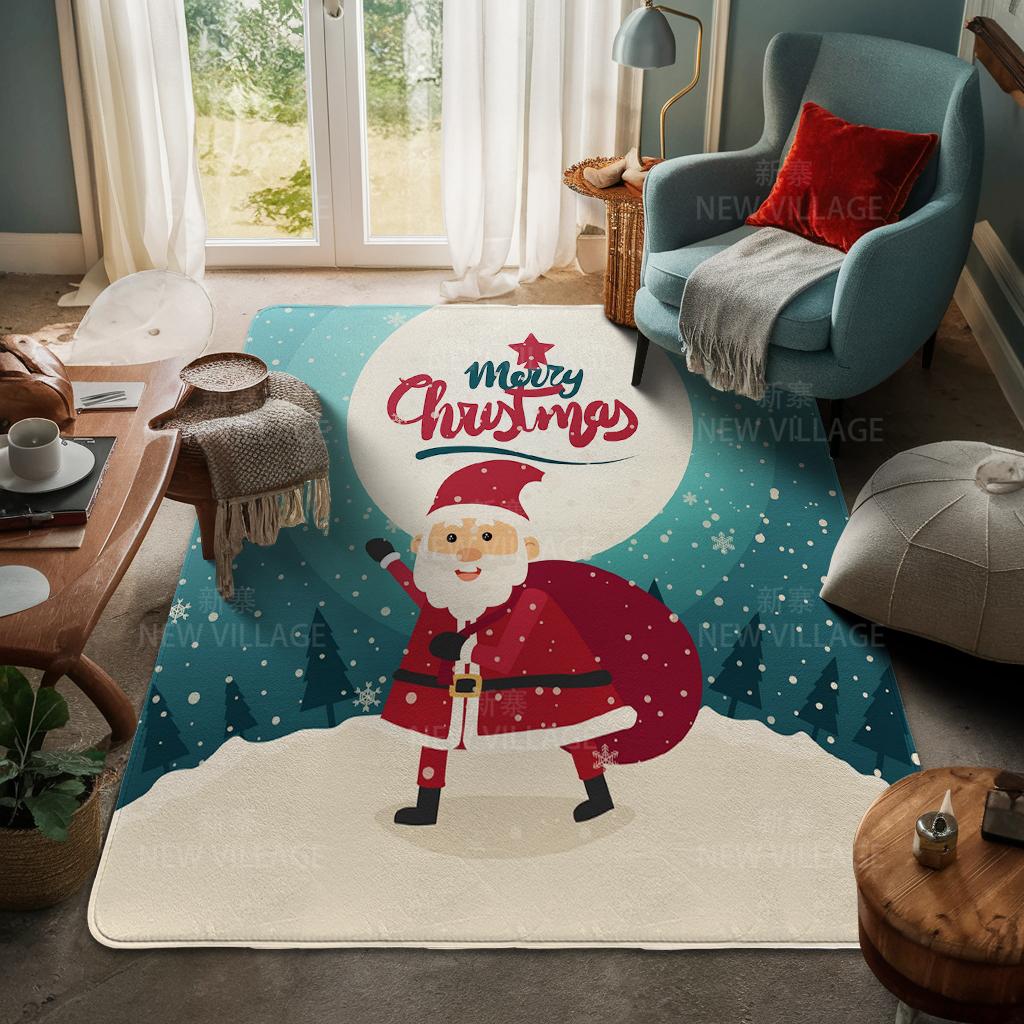 House Entrance Carpet Home Door Mat Living Room Bath Foot Bathroom Non-slip Water Absorption Rugs Bath Merry Christmas Winter