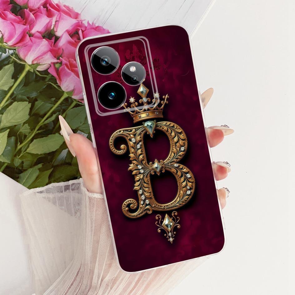 For Realme GT 7 7T Case RMX5061 RMX5085 Retro Initial Letters Crown Soft Silicone Cover For Realme GT 7 Pro RMX5010 GT7Pro Shell