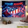 Custom Name Atletico Madrid Crest Tapestry Accessories for Bedroom,Livingroom, dormitory Room Wall Hanging Decor, Fan Birthday Gifts