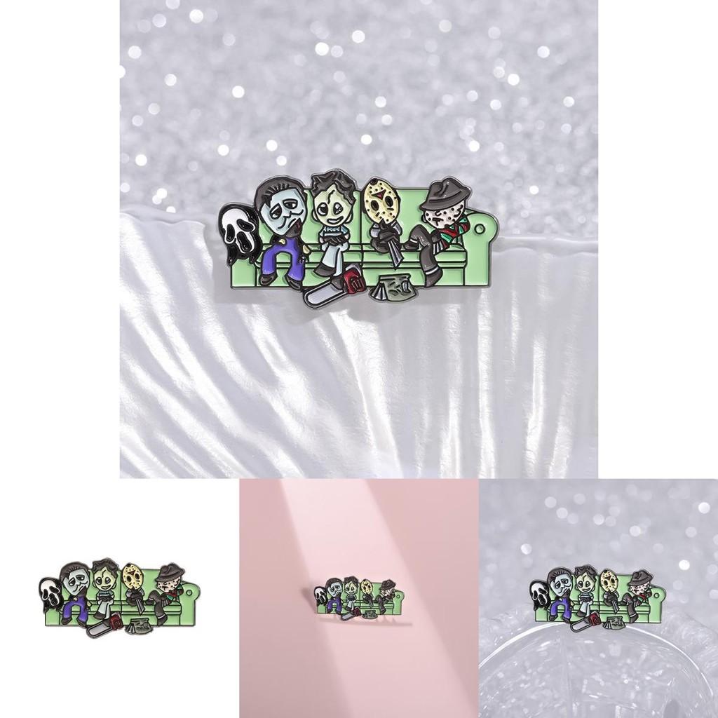 Trendy Enamel Alloy Brooch With Distinctive Chainsaw Skull And Cartoon Inspiration