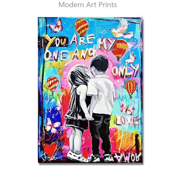 Abstract Love Theme Poster Print Canvas Painting Graffiti Pop Wall Art Hanging Picture For Living Room Modern Home Decor Unframe