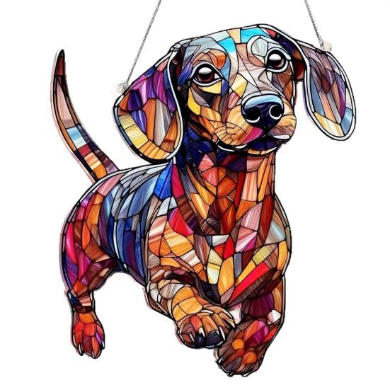 Acrylic Puzzle Suncatcher Cute Dog Sun Catcher Panel DIY Jigsaw Puzzle Window Hanging Ornament