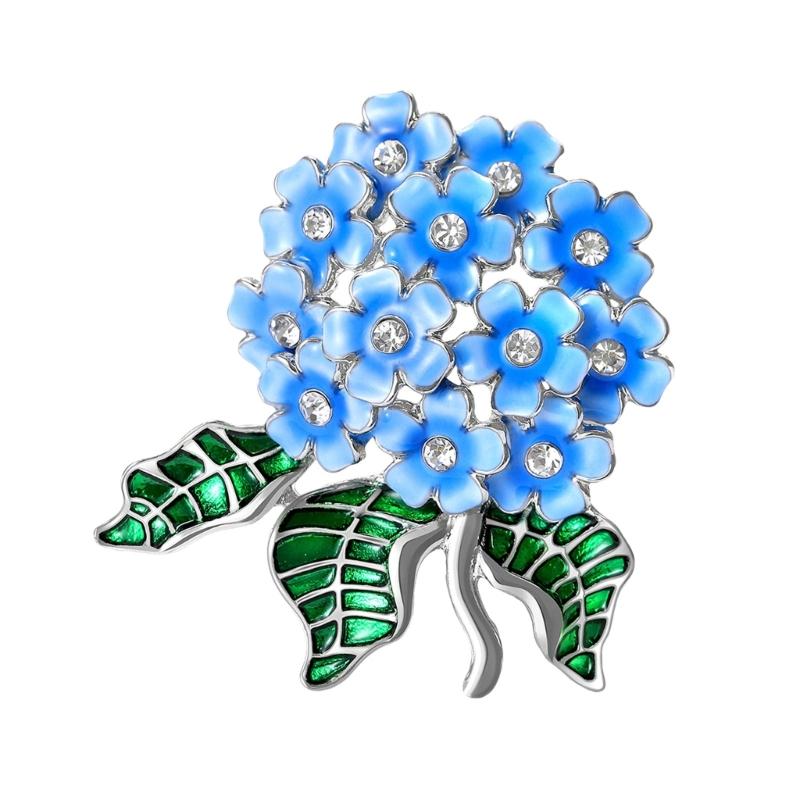 Elegant Hydrangea Enamel Flower Brooch For Women Alloy Jewelry Accessory Gift