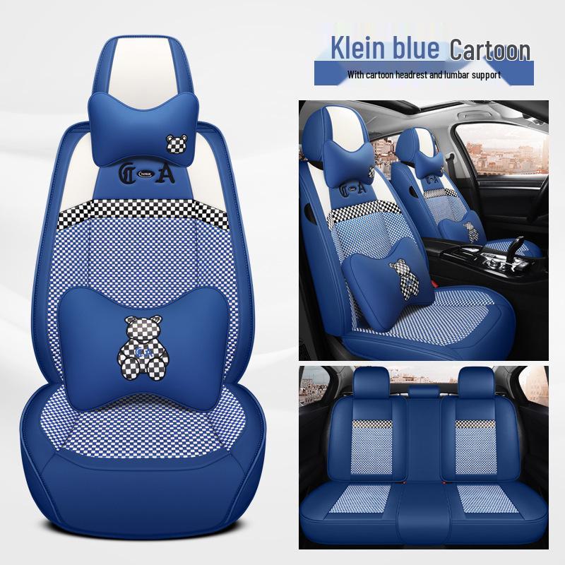 Bestune Cartoon Car Seat Cushion: Universal Leather-Linen Wrap for All Seasons