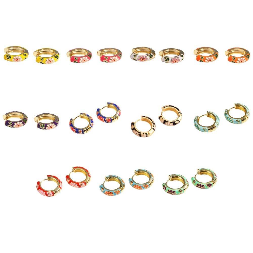 Traditional Flower Enamel Ear Rings Chinese Glaze Ear Jewelry Chinese Style Earrings  Jewelry