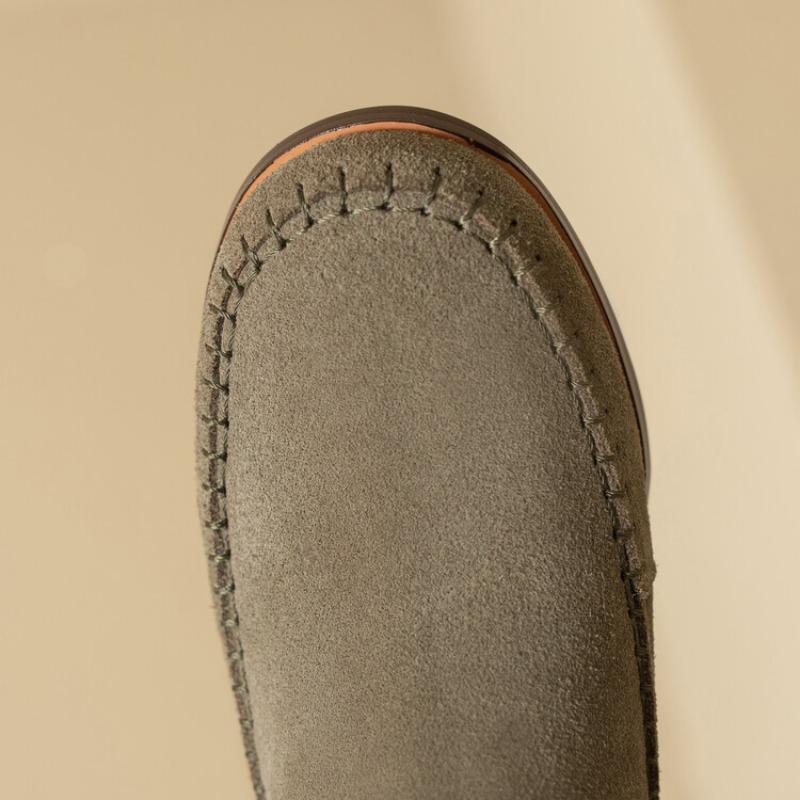 Fashion Cow Suede Rivet Belt Buckle Round Head Low Heeled Short Boots Fashionable Winter Tassel Short Plush Women's Ankle Boots Size 43