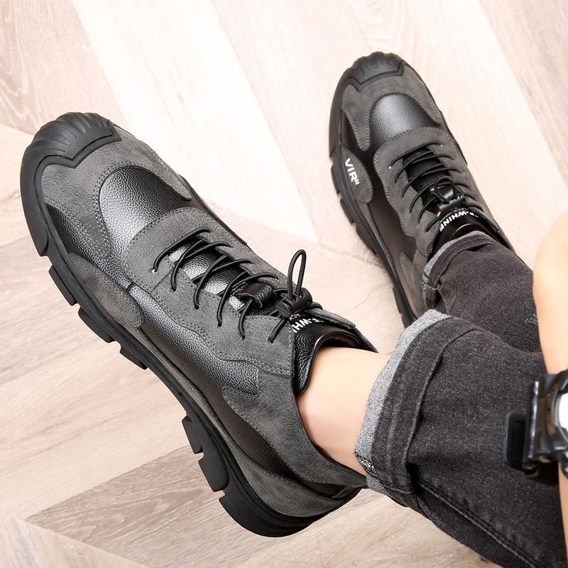 Cotton shoes men's winter leather wool non-slip and warm high-top outdoor casual i shoes cotton boots with thick soles and thick soles