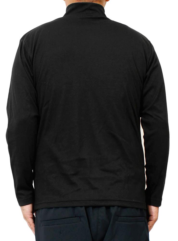 One Colors Men's Long Sleeve T-Shirt, Solid Color, Striped, Ribbed, High Neck, Size 4L, Black