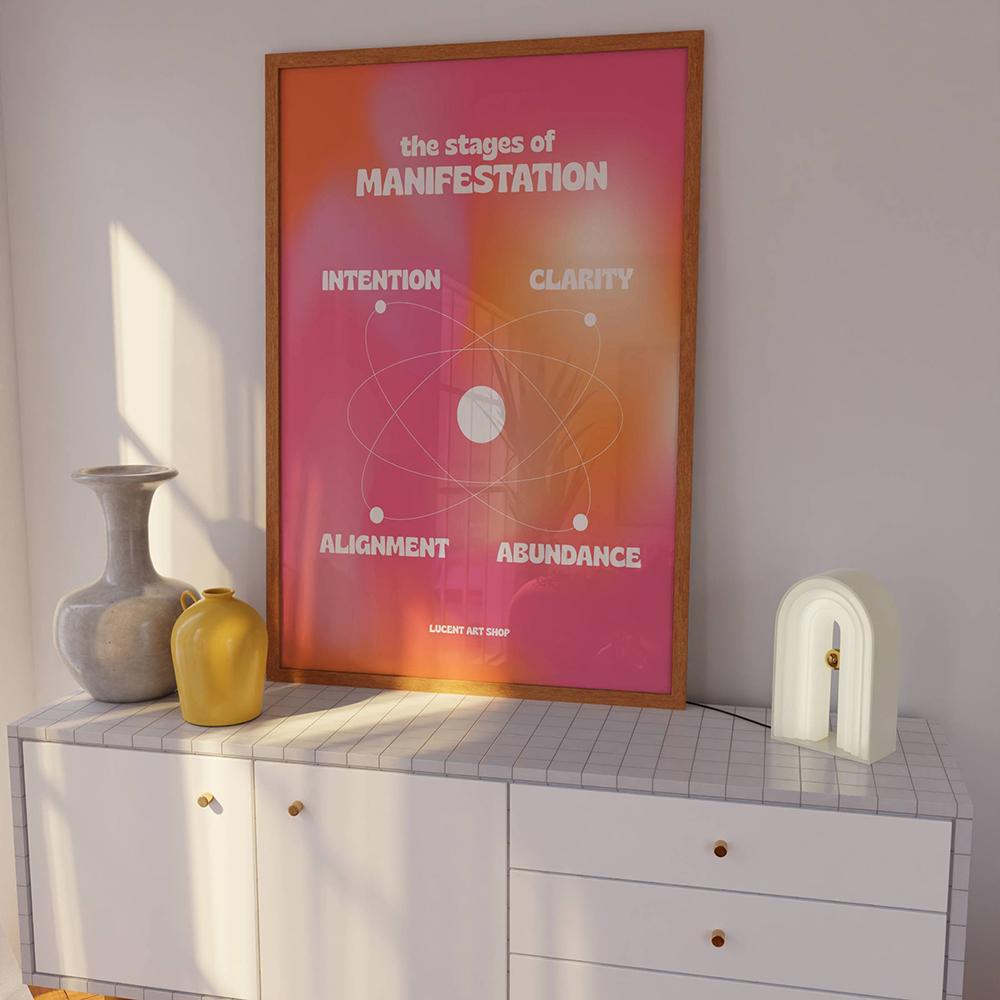 

1970-е годы, винтажный волнистый цветной градиент, психоделический ангел, энергия, цифровая аура, настенная живопись на холсте, постер, скандинавское украшение для дома