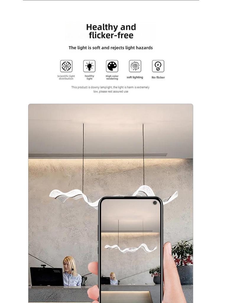 Acrylic Ribbon Chandelier for Hotel Reception, Bar, or Tea Room – Modern Minimalist Design