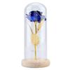 Wooden Base Rose LED Light Glass Cover Artificial flowers Preserved Rose Flower  Valentine's Day