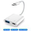 2 In 1 Splitter Data Sync Power Supply USB 3.0 PD Fast Charging Type-C OTG Adapter Converter