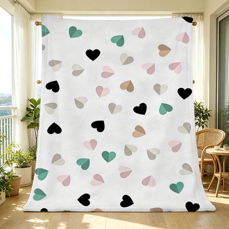Postpartum Maternity Flannel Blanket Pill-Resistant Heart Collection, Soft Skin-Friendly All-Season Throw, Cozy Home Decor, Ideal Valentine's Gift