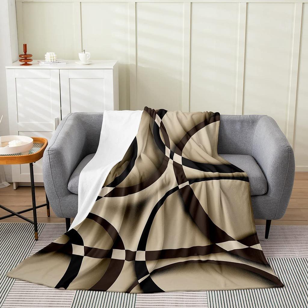 Geometric colored patterns digital-printed polyester Bedroom velvet flannel soft sofa cover blanket Fleece sofa cover blankets