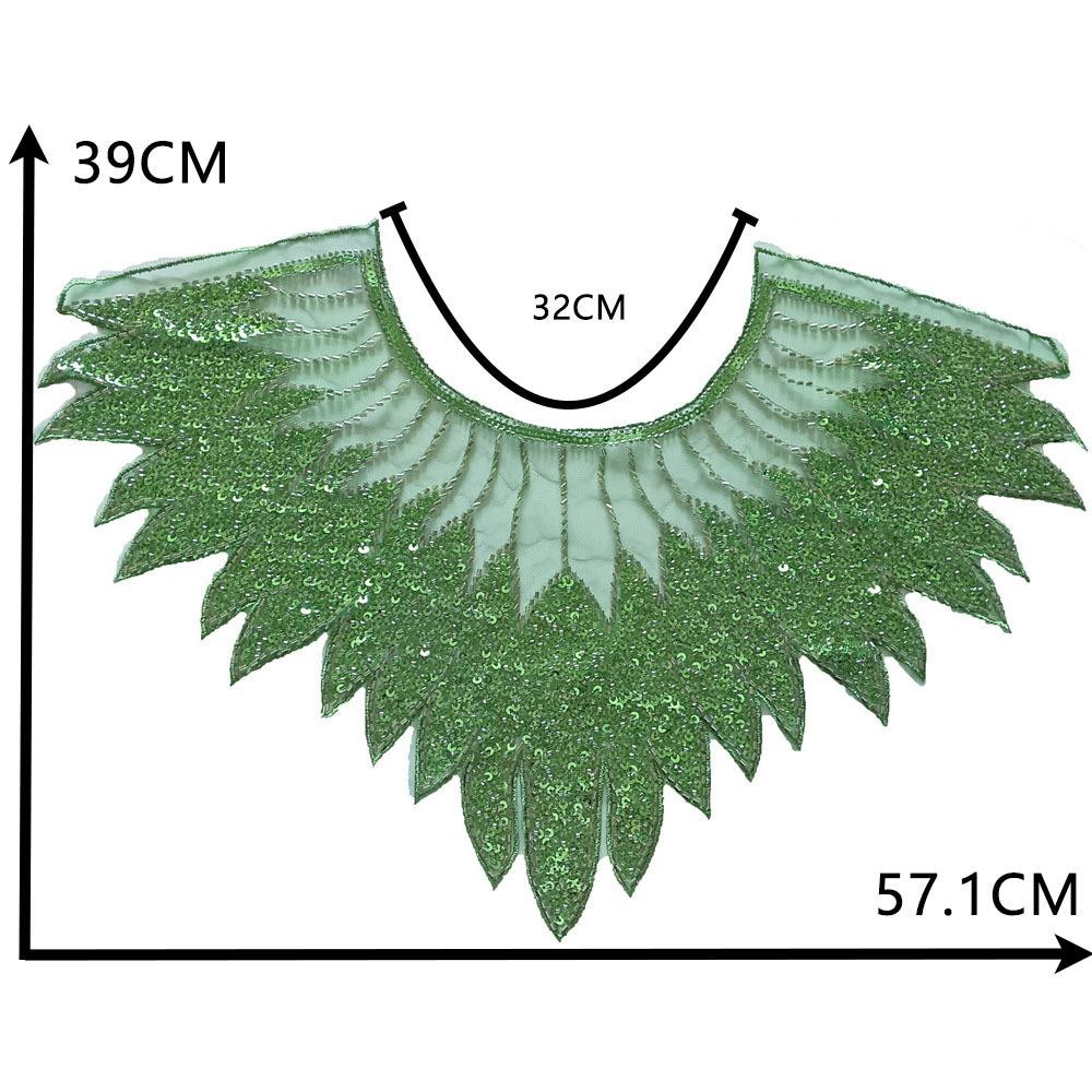 

Сетчатая кисточка с пайетками, вышитый вручную декоративный воротник в форме воротника, сделай сам, с аксессуарами для юбки вечернего платья зелёный