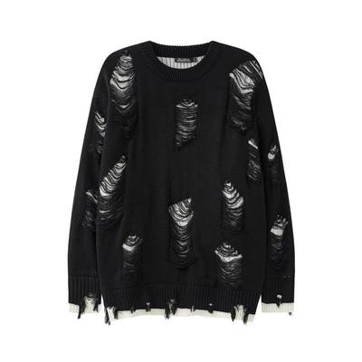 Retro Loch Fake Two Pullover für Herren und Damen Y2k Streetwear High Street Mode Punk Stil Lockerer Freizeitpullover