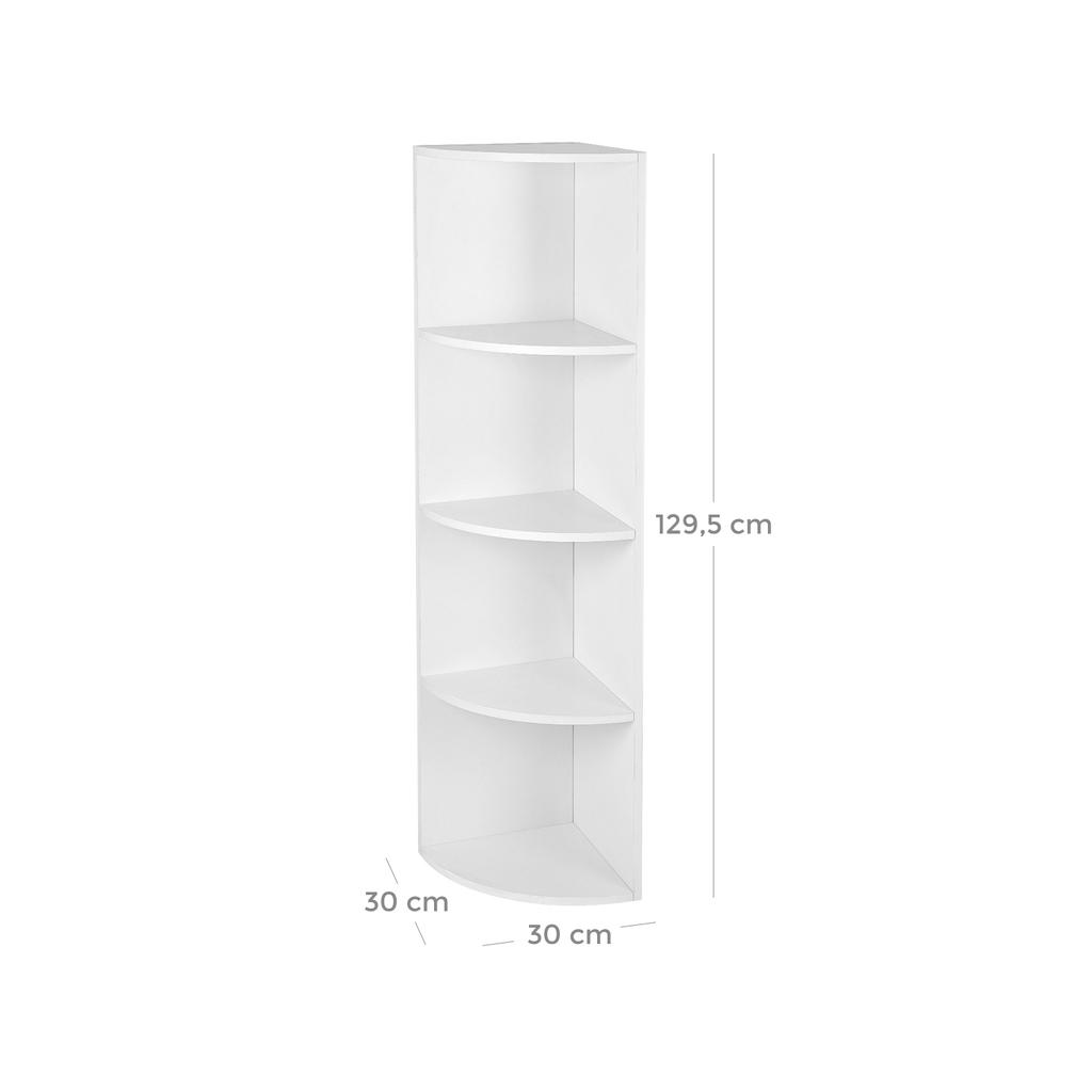 VASAGLE 4-Tier Corner Shelf Unit, Freestanding Display Storage Shelves and Wooden Bookcase, for Kitchen, Bedroom, Living Room, Study, White