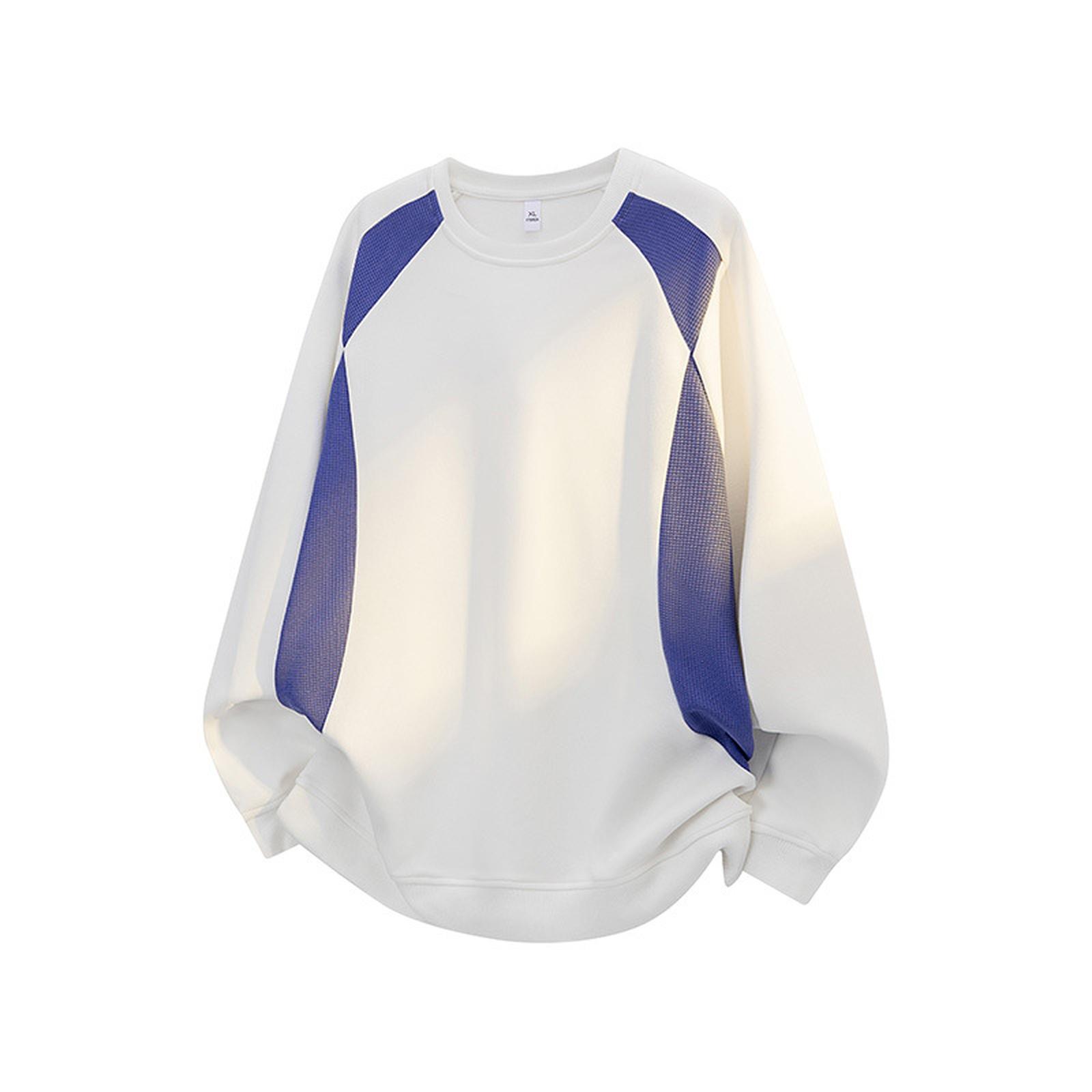 

American Loose Splicing Sports Hoodie Casual Turtleneck Long-sleeved Jacket Men s Wear XL белый