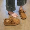 Platform biscuit shoes women's 2025 spring and autumn new retro casual sports style kangaroo shoes British style Doudou shoes