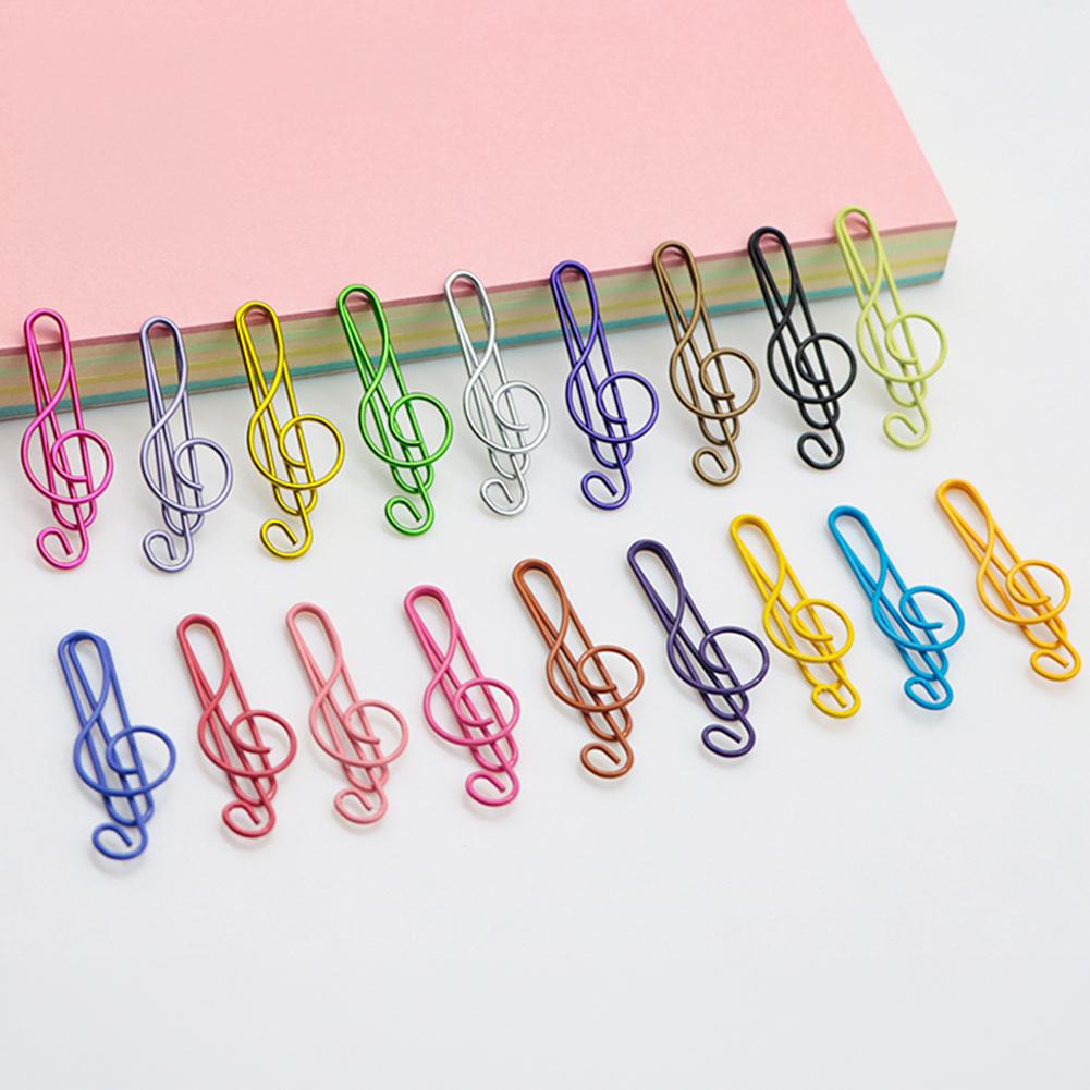 10/20/50Pcs Metal Cartoon Paper Clips Musical Note Colorful Bookmark Irregular Paper Pins Clamp School Office Supplies