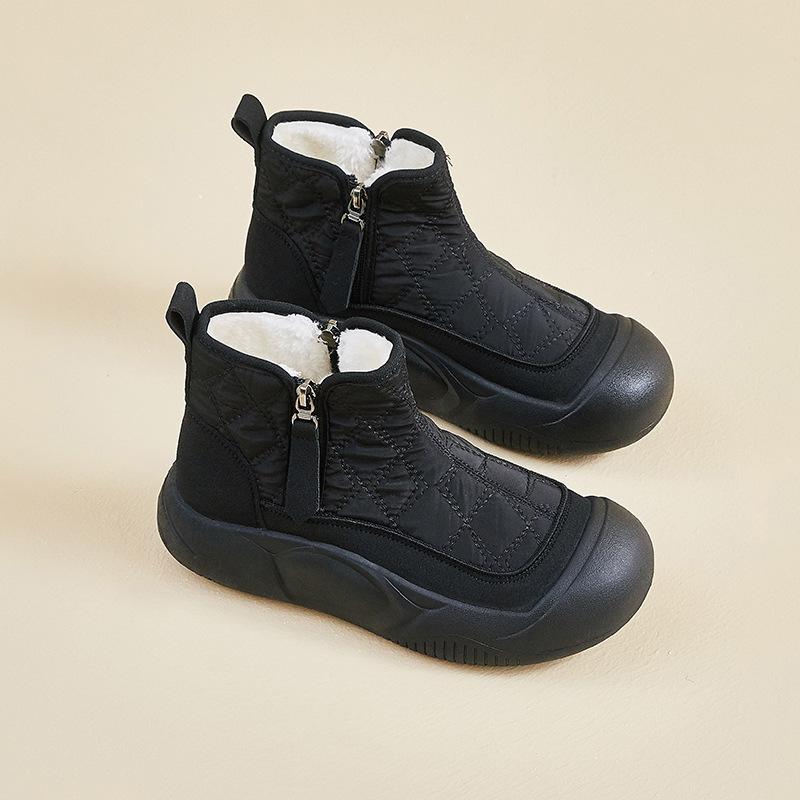 Women's Winter Warm Snow Boots Fuzzy Waterproof Walking Shoes for Women Casual Anti-Slip Comfortable Chunky Platform Short Booties With Faux Fur Lined