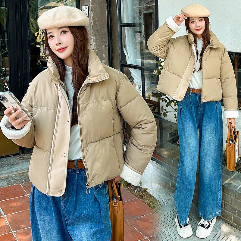 European Cuffs and Leather Lamb Wool Cotton Clothes Women's Winter New Thickened Stand-up Neck Warm Bread Clothes Jacket