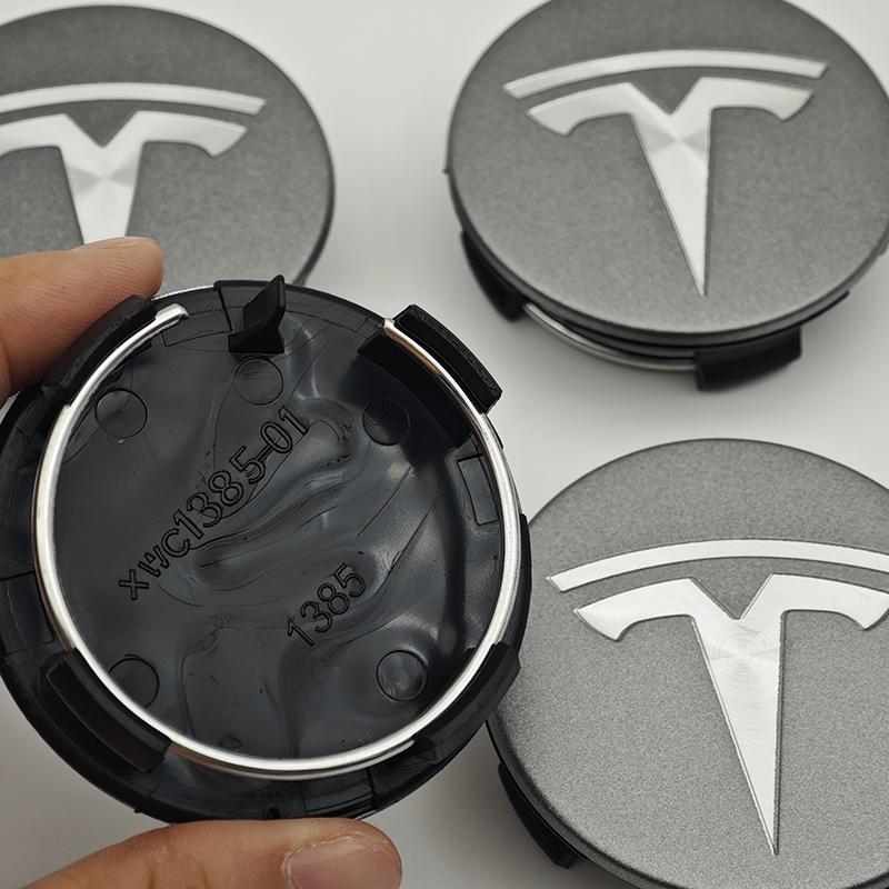 AGLNX1 4pcs 56mm Light Grey Car Wheel Center Cap Logo Badge Emblem For Tesla Original Hub Caps Model 3 Model Y Model S X Accessories