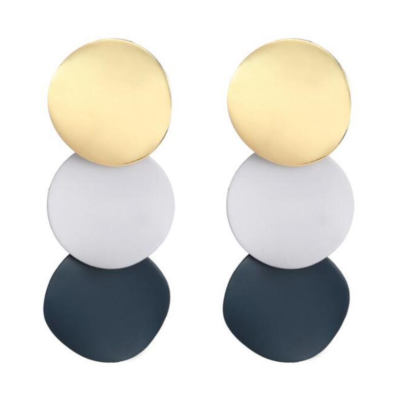 2021 New Big Earrings For Women Girls Gold Vintage Geometric Statement Metal Art Drop Earrings Charm Hoop Round Dangle Modern