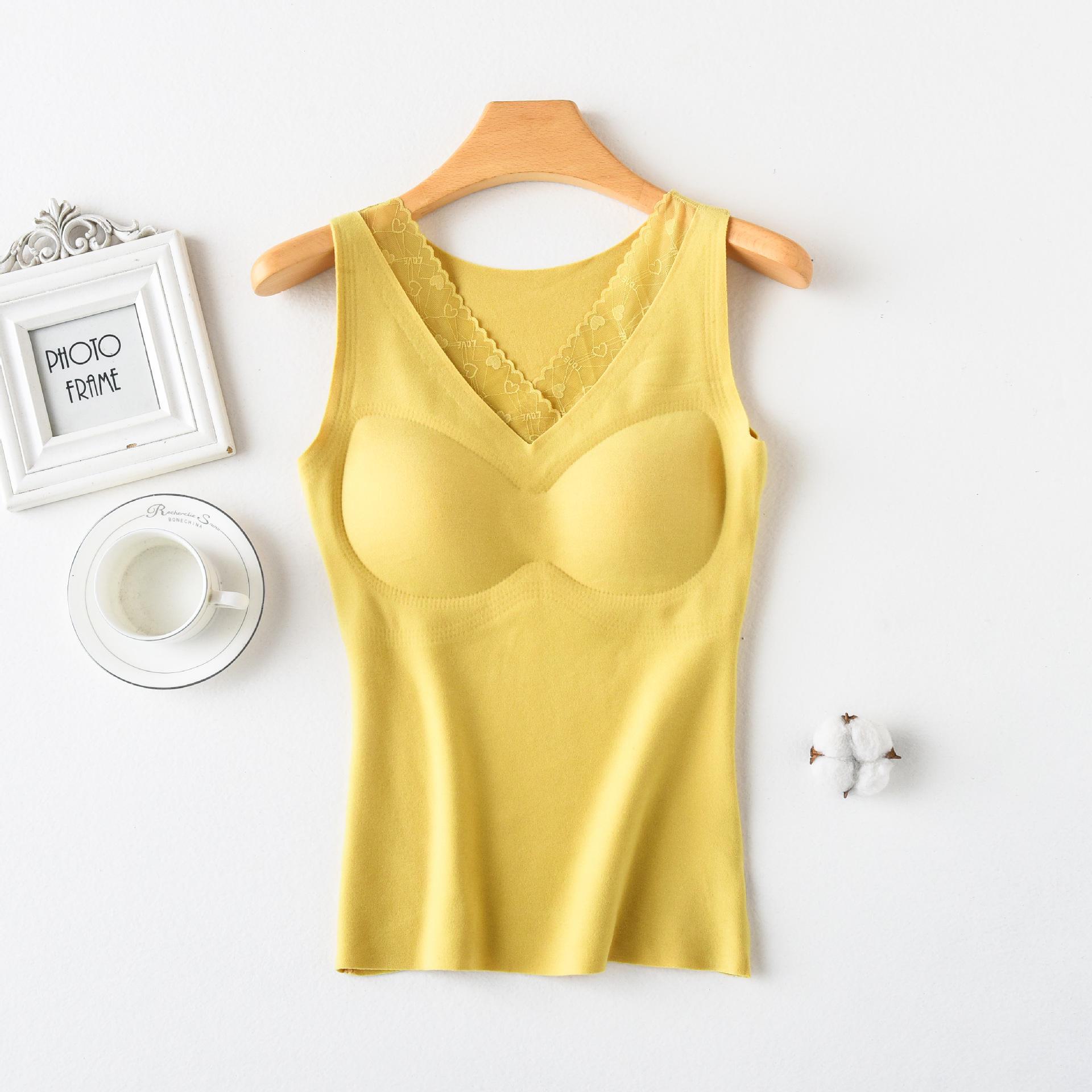 

Женский осенне-зимний флисовый жилет с V-образным вырезом и нагрудной накладкой XXL лимонно-желтый