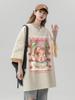 T-shirt Casual Unisex in Cotone Stile Giapponese Retrò, Vestibilità Larga, per Coppie Taglie Forti