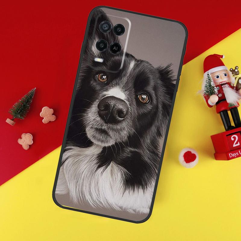 Border Collie Watercolor Case For Oppo A38 A18 A58 A78 A98 A74 A94 A54 A80 A60 A40 A96 A76 A16 A15 A17 A57 A5 A6 Pro