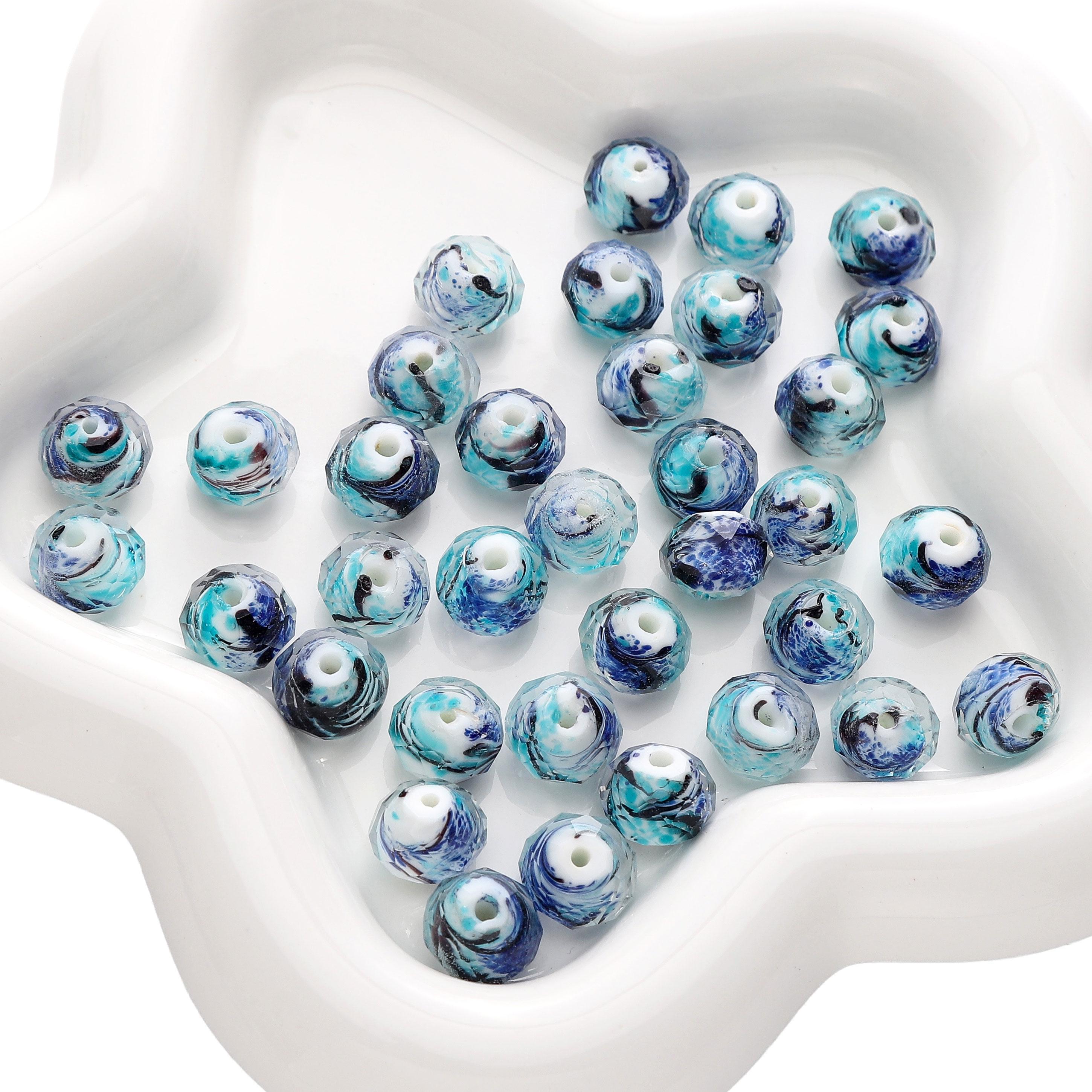 

12x10мм Граненые Стеклянные Бусины Плоские Круглые Разделительные Рассыпные Бусины для DIY Браслетов Ожерелий Изготовления Ювелирных Изделий 09