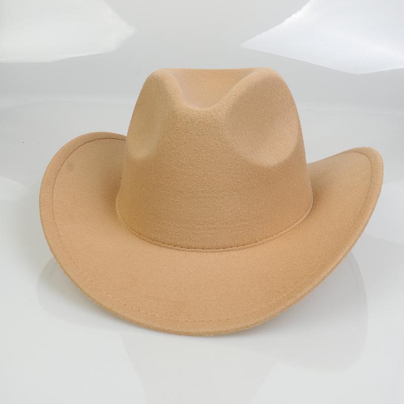 Women Men Western Cowboy Hat, Wide Curved Brim Felt Cowgirl Hat, Vintage Jazz Riding Hat, Removable Hat Belt, Head Circumference 56‑58cm