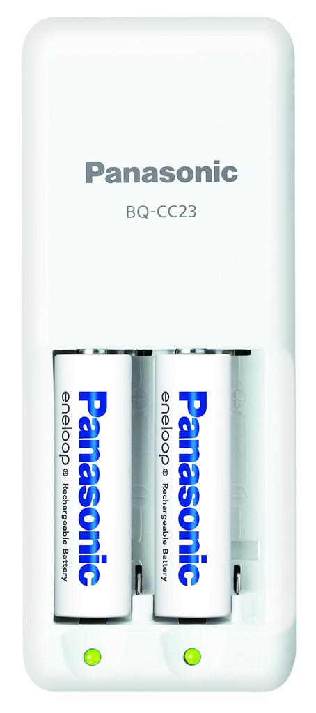 Panasonic EVOLTA and eneloop compatible rapid charger set with 2 AA eneloop batteries (K-KJ23MCC20)
