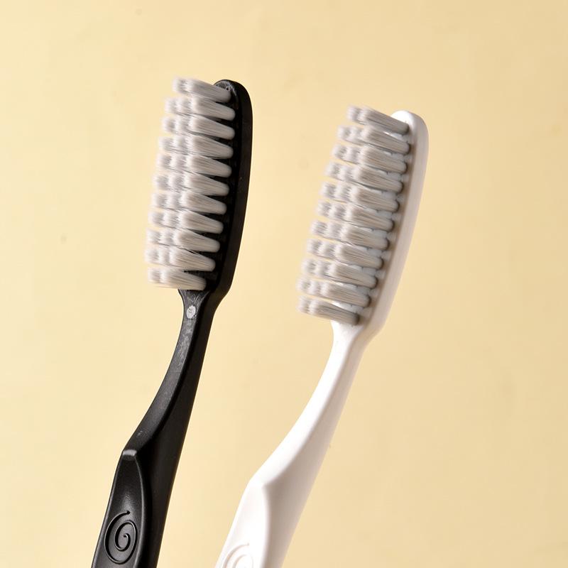 New Large Head Adult Soft Bristle Toothbrush - Black & White Couple Set with 0.12mm Fine Long Head